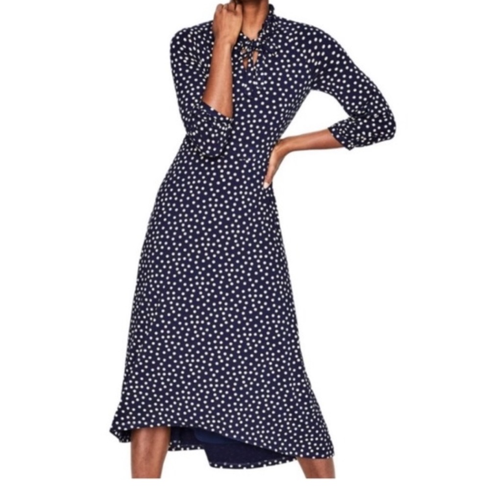 Boden Rosa jersey dress - navy and taupe